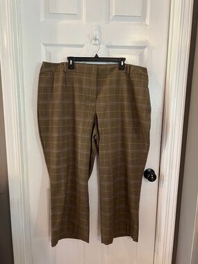 Talbots Olive Plaid Dress Trousers